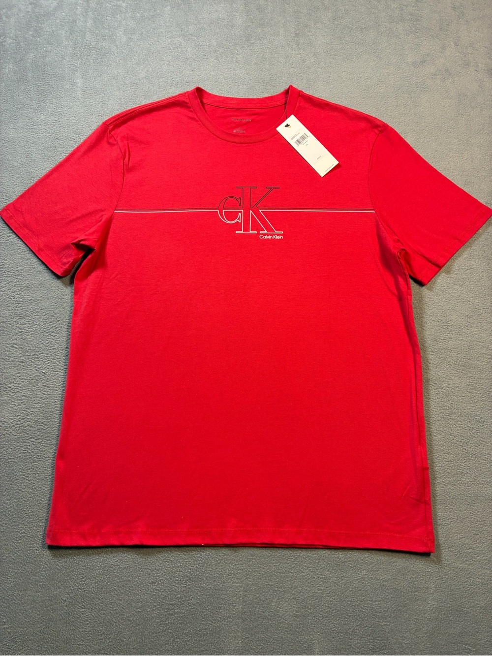 Calvin Klein Jeans Red Crewneck Tee with CK Chest Logo